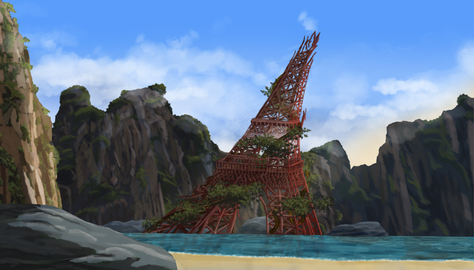 Eiffel Tower in Ruins concept